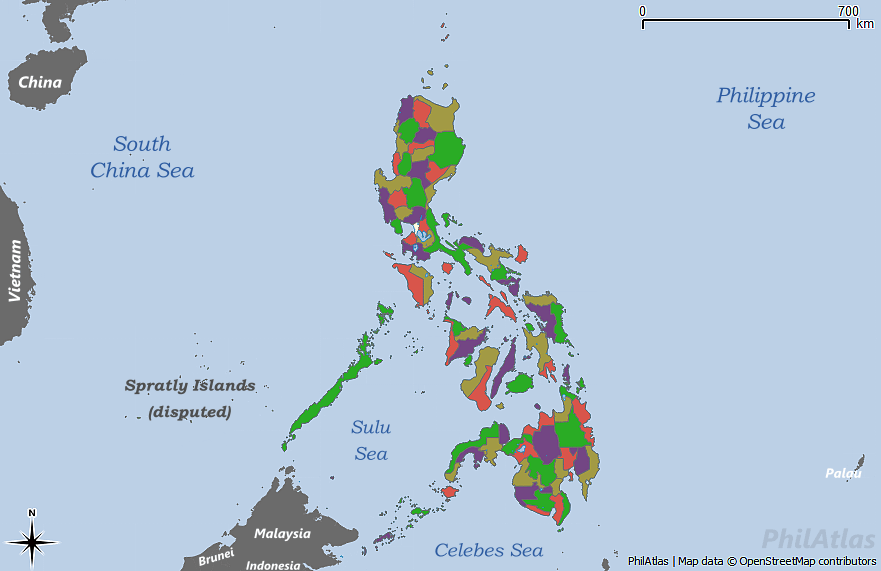 Map of the Philippines highlighting the provinces