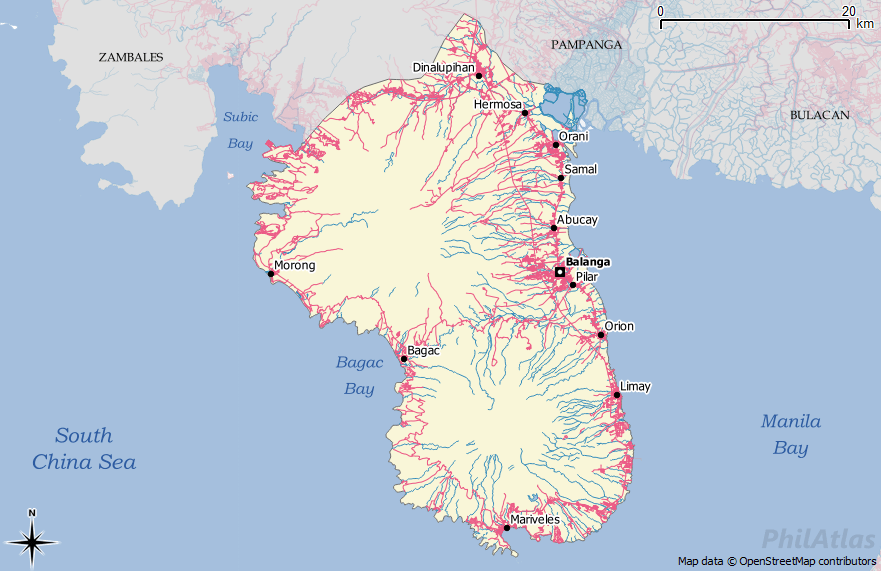 Road Map Of Bataan Province Bataan Profile – Philatlas